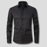 Classic Dress Shirt for Men with Spread Collar Long Sleeve Button Up Slim Fit Business Style