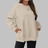 Cozy Oversized Sweatshirt for Women with Crew Neck Long Sleeve Side Pocket Relaxed Style