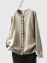 Cozy Knit Cardigan for Women with Crew Neck Button Front Long Sleeve Ribbed Trim Relaxed Style