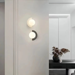 Semicircle Wall Lamp Glass Globe Colorblock Modern Nordic Bedside Sconce Wall Light