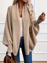 Comfortable Waterfall Knit Cardigan for Women with Shawl Collar Dolman Sleeve Oversized Relaxed Style