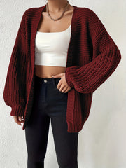 Comfortable Chunky Knit Cardigan for Women with Open Front Balloon Sleeve Oversized Relaxed Style