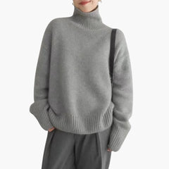 Comfortable Ribbed Turtleneck Sweater for Women with High Neck Long Sleeve Oversized Cozy Knit Style