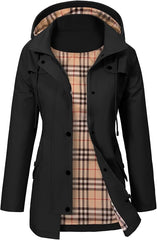 Effortless Hooded Parka for Women with Stand Collar Long Sleeve Drawstring Waterproof Style