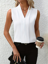 Kathy | Women's Sleeveless Pleated V-Neck Blouse
