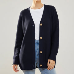 Cozy Knit Cardigan for Women with V Neck Long Sleeve Button Front Ribbed Longline Style