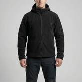 Cozy Tactical Hooded Fleece Jacket for Men with Full Zip Long Sleeve Multi-Pocket Outdoor Style