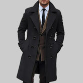 Rugged Faux Leather Coat for Men with Faux Fur Collar Long Sleeve Belted Tailored Winter Style