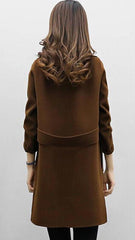 Classic Long Trench Coat for Women with Notched Lapel Long Sleeve Single Breasted Relaxed Style