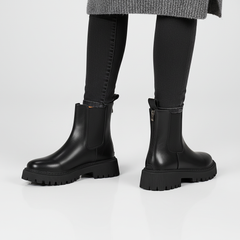 Sleek Chelsea Boots for Women with Round Toe Chunky Platform Sole Back Zipper Casual Style