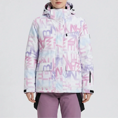 Warm Ski Parka Set for Women with Hooded Collar Long Sleeve Zip Up Insulated Two Piece Style