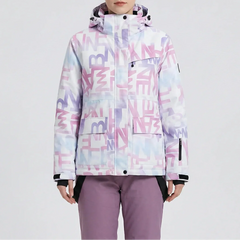 Warm Ski Parka Set for Women with Hooded Collar Long Sleeve Zip Up Insulated Two Piece Style