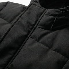 Cozy Long Puffer Coat for Men with Hooded Collar Long Sleeve Zip Up Quilted Longline Style