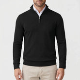 Cozy Knit Sweater for Men with Mock Neck Long Sleeve Quarter Zip Ribbed Business Style