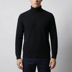 Cozy Turtleneck Sweater for Men with Roll Neck Long Sleeve Fine Knit Slim Style
