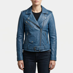 Women's Faux Leather Moto Jacket Biker Asymmetric Zip Belted Notch Lapel Zip Cuffs Cropped