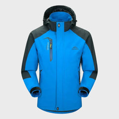 Stylish Shell Jacket for Men with Hooded Collar Long Sleeve Zip Up Colorblock Outdoor Style