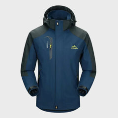 Stylish Shell Jacket for Men with Hooded Collar Long Sleeve Zip Up Colorblock Outdoor Style