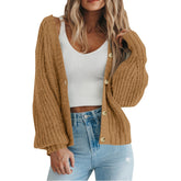 Cozy Chunky Knit Cardigan for Women with V Neck Long Sleeve Button Front Relaxed Style