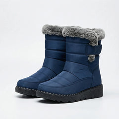 Women's Quilted Mid-Calf Winter Snow Boots Fur-Cuffed Warm Lined Platform Toggle