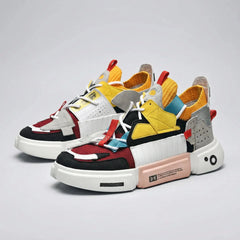 Stylish Chunky Sneakers for Men with Round Toe Lace Up Platform Colorblock Street Style