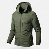 Effortless Rain Jacket for Men with Hooded Collar Long Sleeve Zip Up Windbreaker Outdoor Style