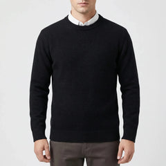 Cozy Knit Sweater for Men with Crew Neck Long Sleeve Ribbed Relaxed Style