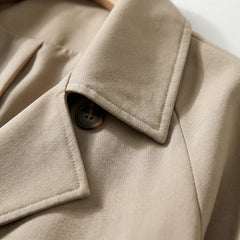 Chic Blazer for Women with Wide Lapel Long Sleeve Double Breasted Cuff Tab Cropped Style