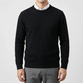 Classic Knit Sweater for Men with Crew Neck Long Sleeve Ribbed Soft Style