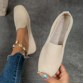 Comfortable Flats for Women with Pointed Toe Knit Slip On Casual Loafer Style