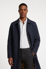 Effortless Trench Coat for Men with Spread Collar Long Sleeve Concealed Placket Relaxed Style