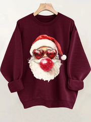 Comfortable Santa Graphic Christmas Tacky Sweater for Women with Crew Neck Long Sleeve Oversized Pullover Style