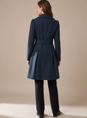 Elegant Wool Winter Trench Coat for Women with Notched Lapel Long Sleeve Double Breasted Fit and Flare Style