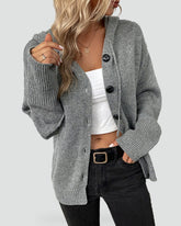 Cozy Knit Cardigan for Women with Hooded Neck Long Sleeve Button Front Relaxed Style