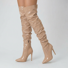 Women's Over-The-Knee Boots Stiletto Heel Pointed Toe Patent Thigh-High Knee High