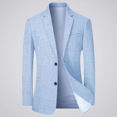 Elegant Linen Blazer for Men with Notch Lapel Long Sleeve Two Button Slim Fit Style