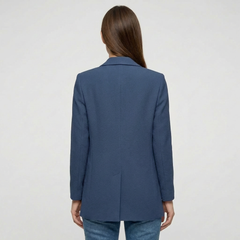 Effortless Blazer for Women with Notched Lapel Long Sleeve Open Front Patch Pocket Longline Style