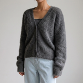Cozy Knit Cardigan for Women with V Neck Long Sleeve Button Front Fuzzy Longline Style