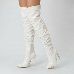 Women's Over-The-Knee Boots Stiletto Heel Pointed Toe Patent Thigh-High Knee High