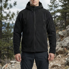 Cozy Tactical Hooded Fleece Jacket for Men with Full Zip Long Sleeve Multi-Pocket Outdoor Style