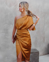Isabella | Elegant Gold Dress for Women in Semi Formal Wedding Guest Style