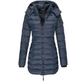 Cozy Quilted Puffer Jacket for Women with Hooded Long Sleeve Zip Front Winter Style