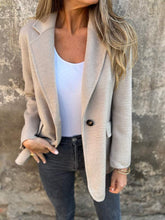 Elegant Textured Blazer for Women with Notch Lapel Long Sleeve Single Button Tailored Style