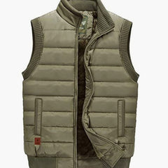 Cozy Quilted Puffer Vest for Men with Stand Collar Sleeveless Fleece Lined Zip Winter Style