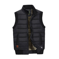 Cozy Quilted Puffer Vest for Men with Stand Collar Sleeveless Fleece Lined Zip Winter Style