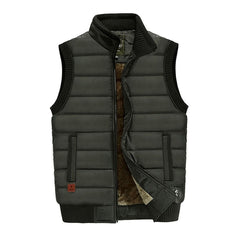 Cozy Quilted Puffer Vest for Men with Stand Collar Sleeveless Fleece Lined Zip Winter Style