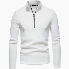 Cozy Marled Knit Quarter-Zip Sweater for Men with Mock Neck Long Sleeve Pullover Ribbed Winter Style