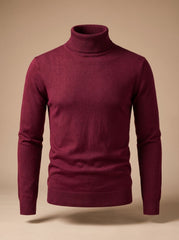 Cozy Fine Knit Turtleneck Sweater for Men with Roll Neck Long Sleeve Slim Fit Ribbed Winter Style