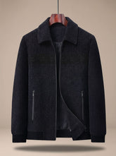 Cozy Corduroy Harrington Jacket for Men with Point Collar Long Sleeve Zip Front Ribbed Hem Style