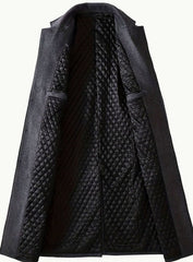 Cozy Gray Wool Long Overcoat for Men with Notched Lapel Long Sleeve Single Breasted Tailored Style